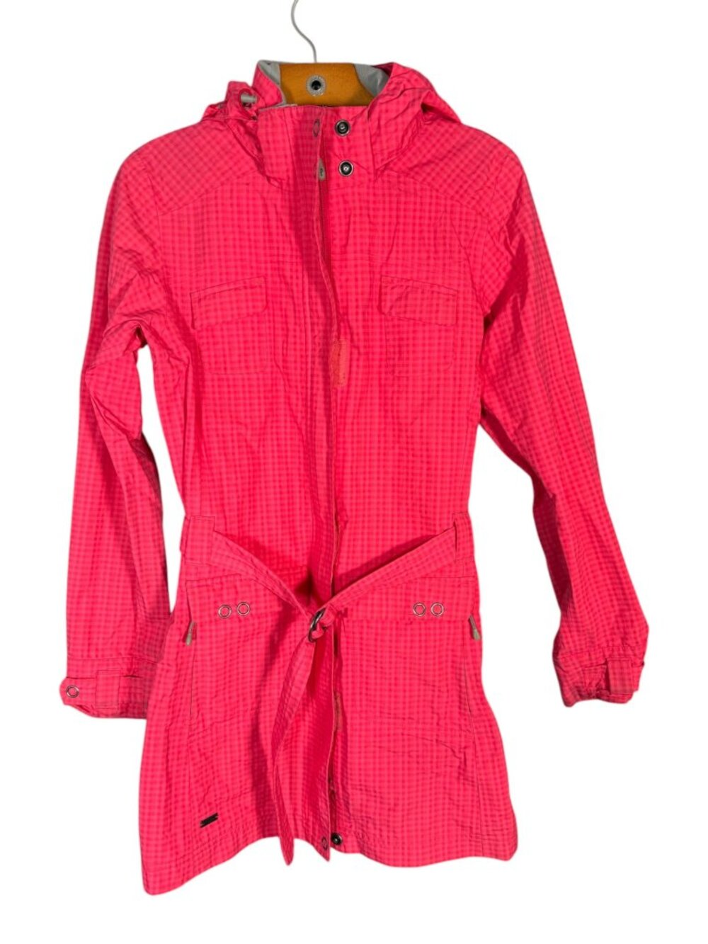 Outdoor Research Envy Jacket Pink Red Waterproof Geometric Plaid Belted S